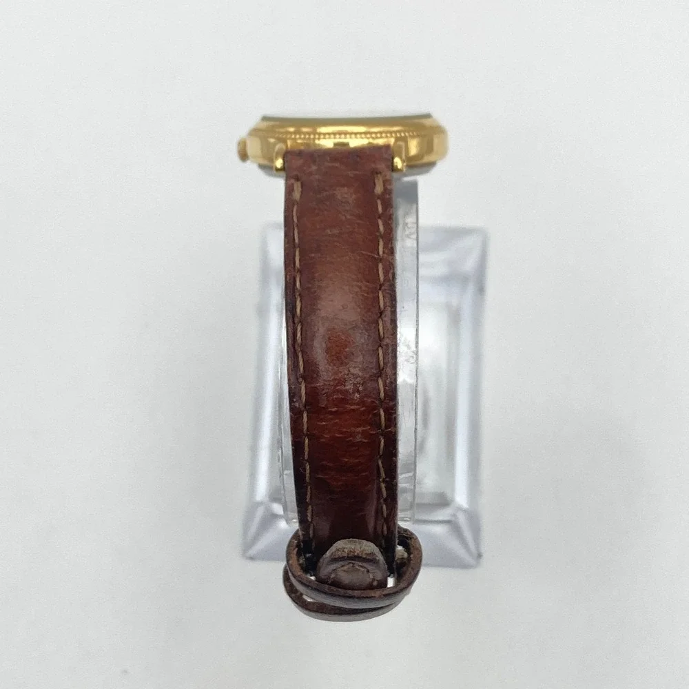 Vintage Lorus Women's Watch 24mm Gold Tone V811-1920 Brown Band New Battery 8.5
